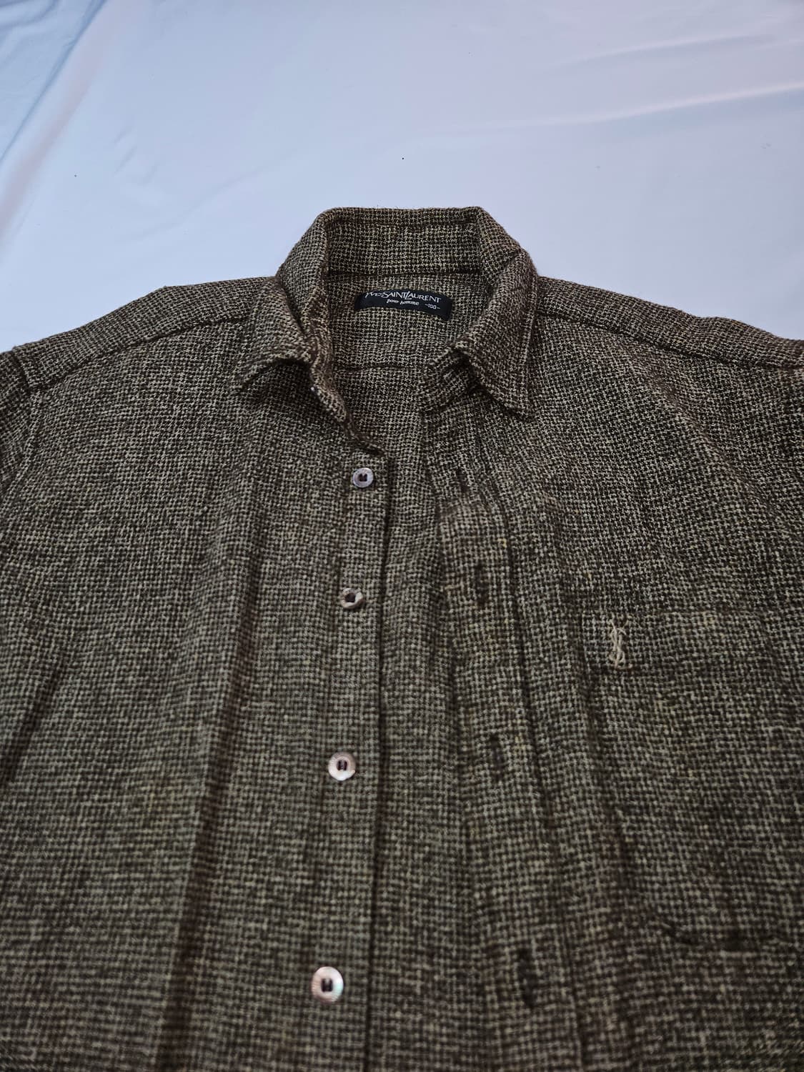 입생로랑 YSL 빈티지 라탄체크 울 셔츠 옴므 남성 100 상품이미지2