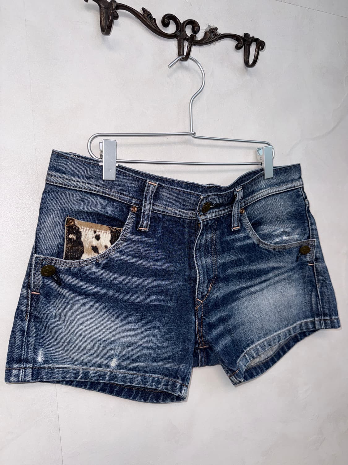 Washing denim calf fur short pants 상품이미지5