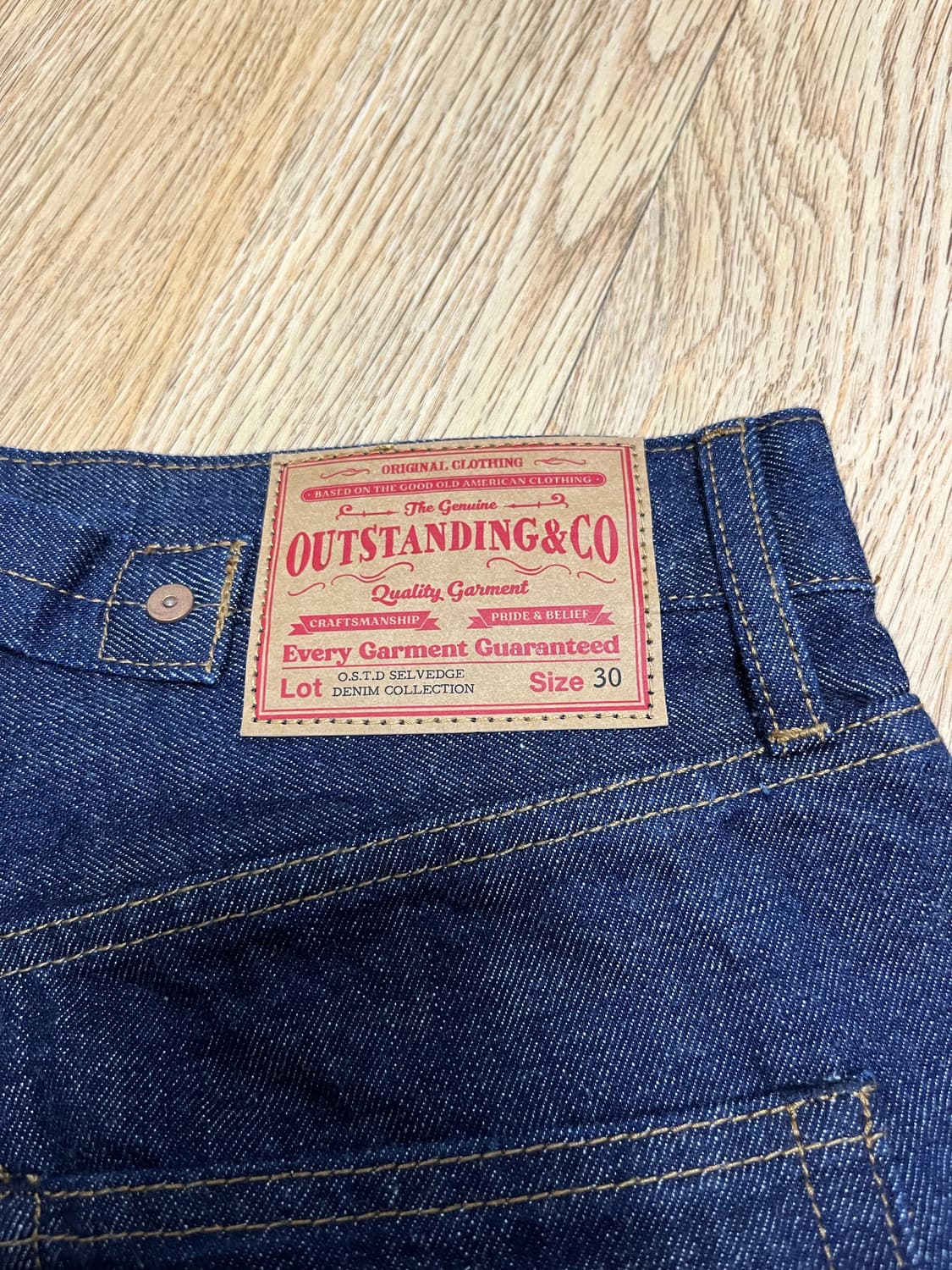 아웃스탠딩 30s 셀비지 신치백 데님 인디고 상품이미지5