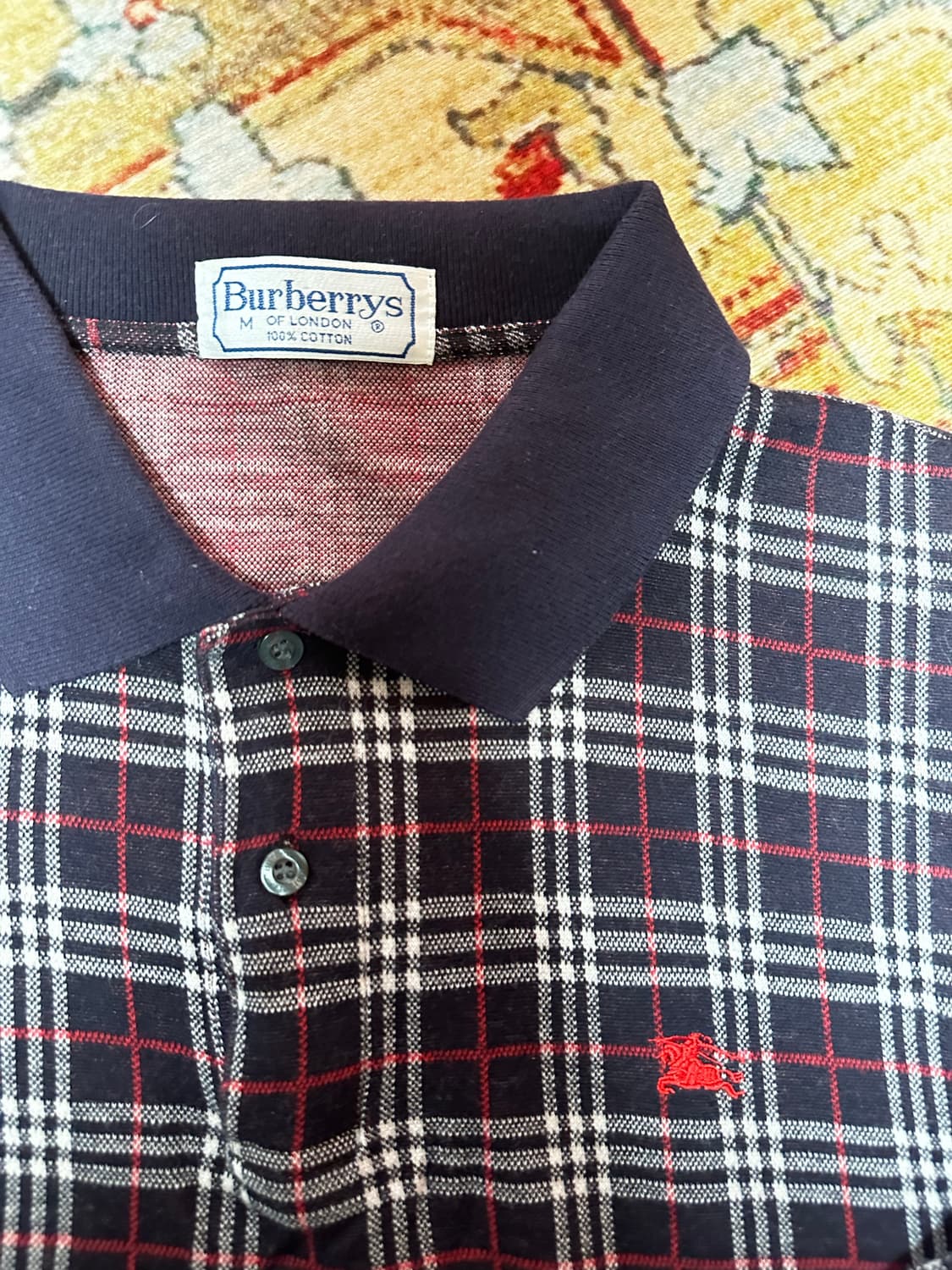 버버리 블랙 타탄 체크 긴팔 카라티 상품이미지2
