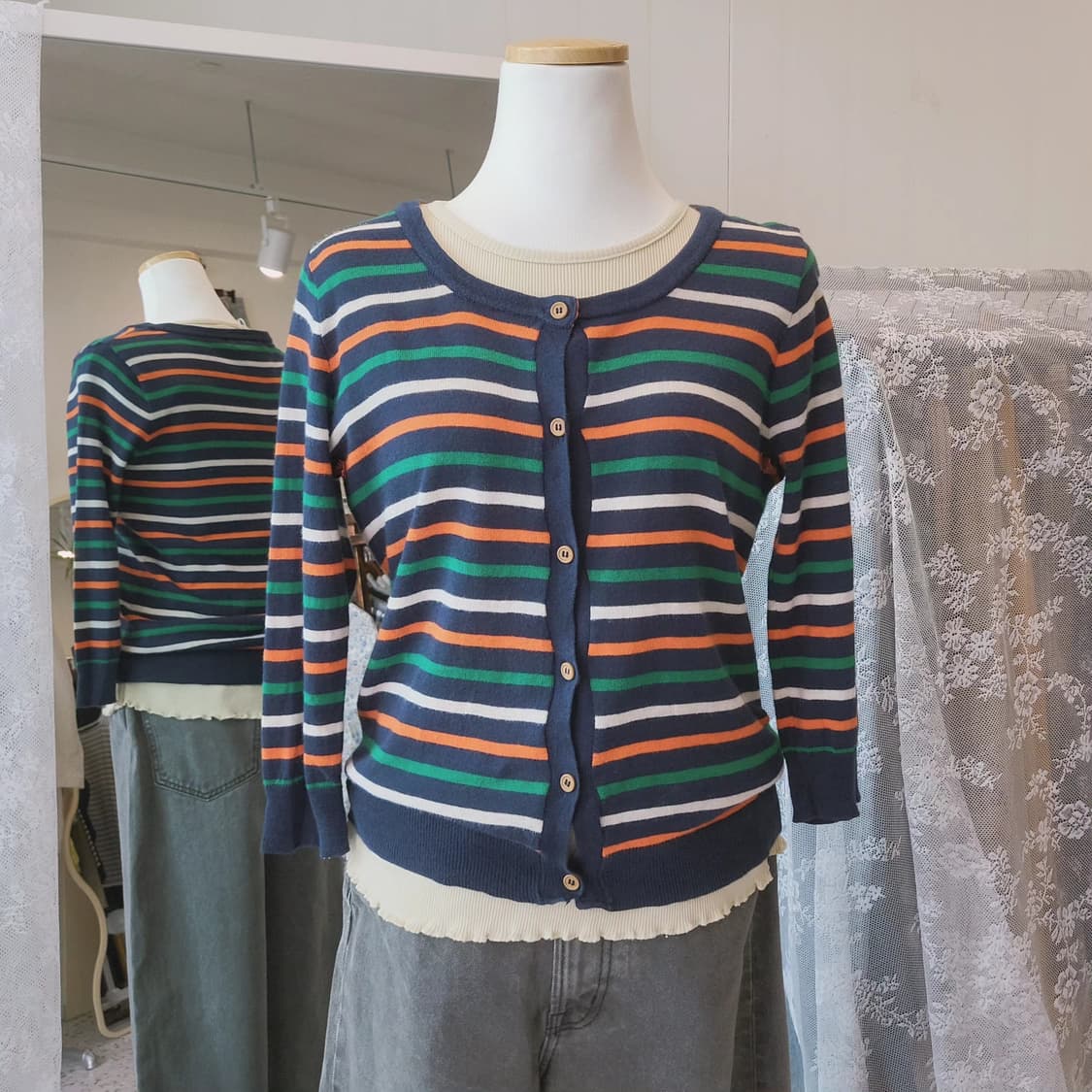 Cutie Blonde 멀티스트라이프 린넨 가디건 상품이미지9