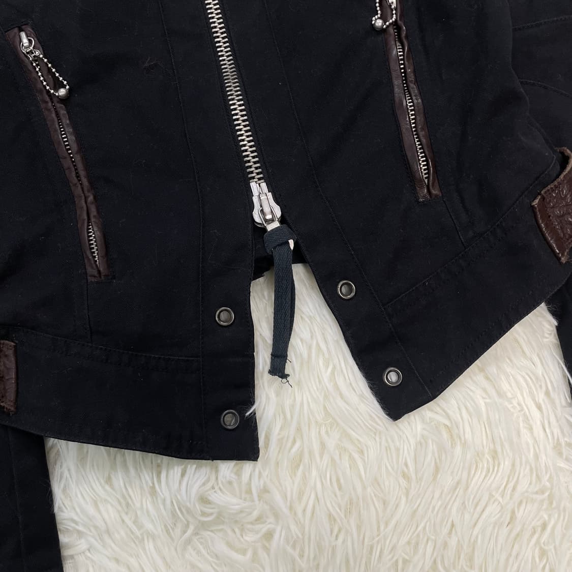 디젤 Diesel 아일렛 크롭 바이커 자켓 블랙 상품이미지6