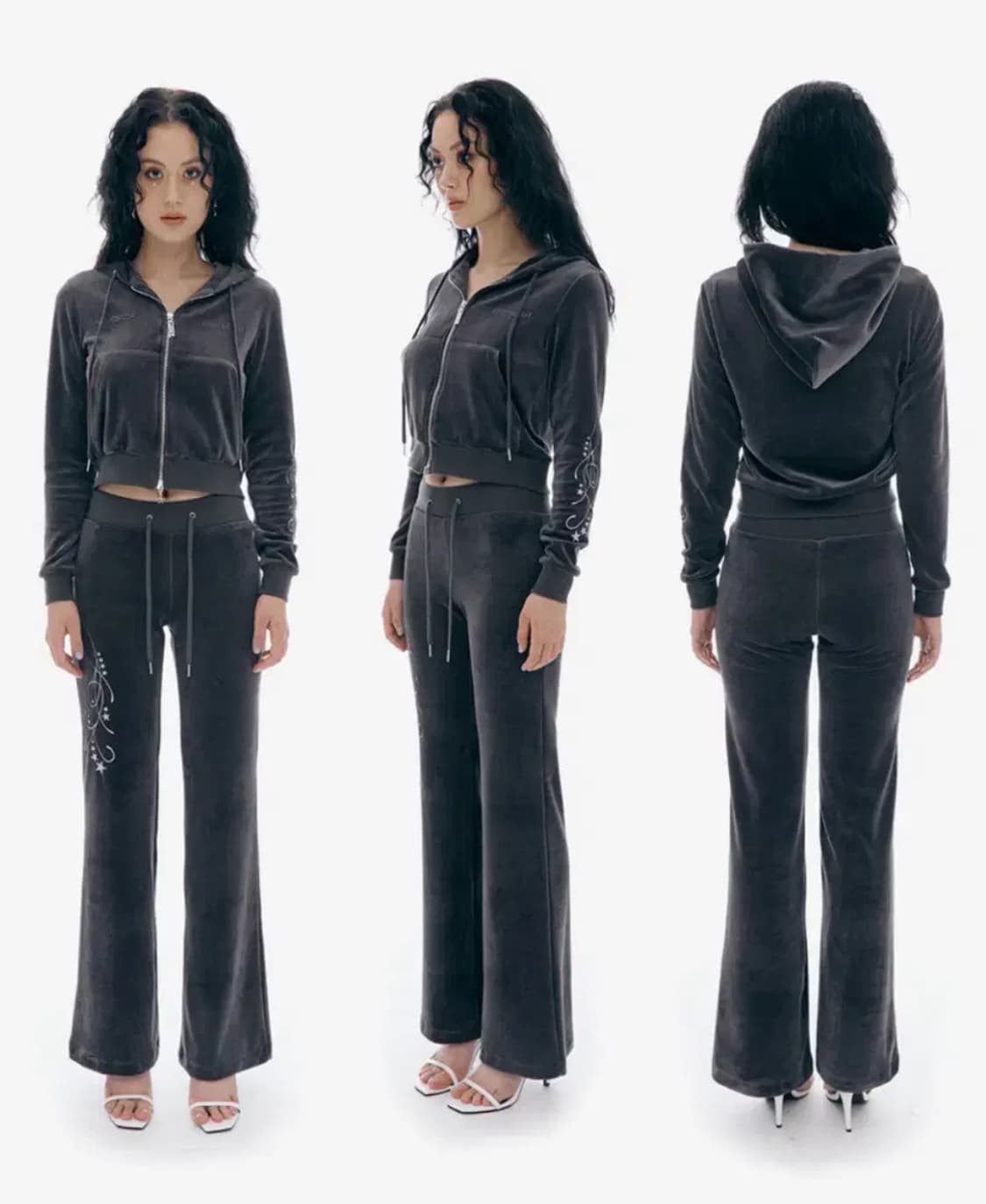 익스파이어드걸 스타 벨벳 트랙 팬츠 후드집업 셋업 s 상품이미지1