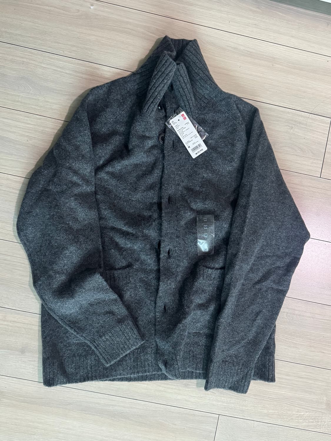 유니클로 수플레얀 스탠드 칼라 가디건 그레이 M 상품이미지3