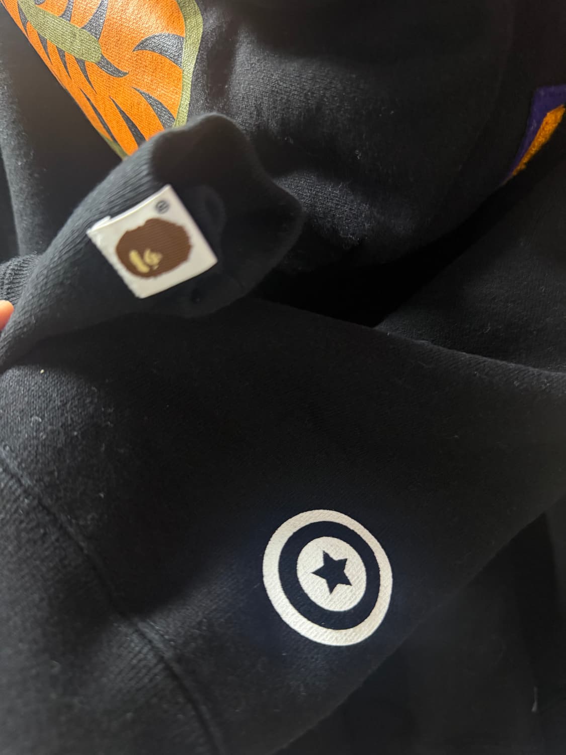 베이프 샤크 카모 더블 후드집업 블랙 s 판매합니다 상품이미지4