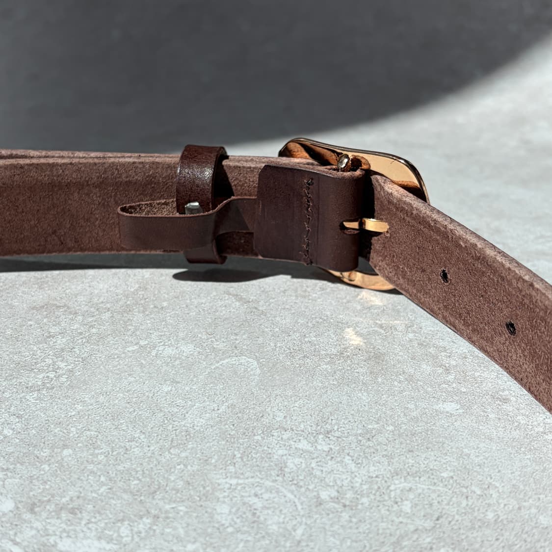 Oribell 커브드 24k 골드플레이트 버클 볼드 베지터블 소가죽 벨트 상품이미지7