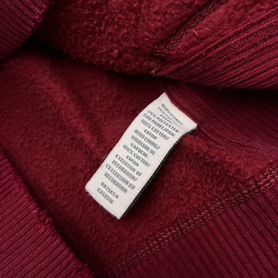 아베크롬비 패치로고 반집업 버건디 후드 S 상품이미지6