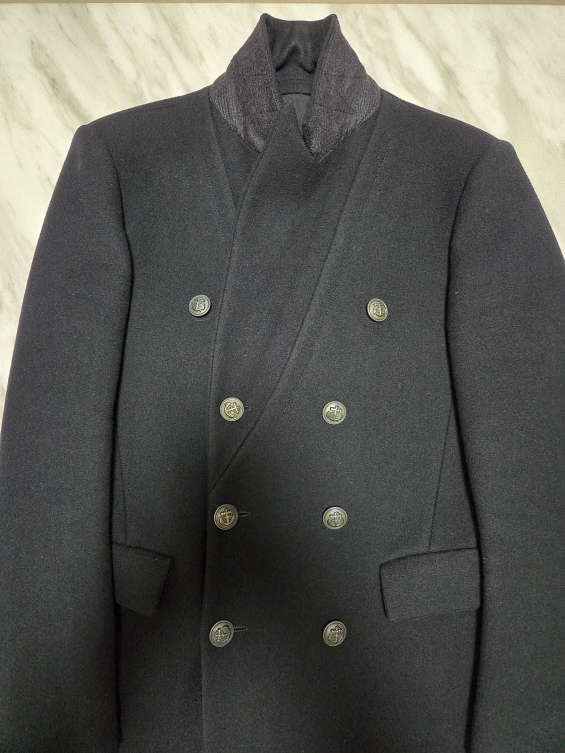 타임옴므 블랙 더블 브레스티드 코트 상품이미지3