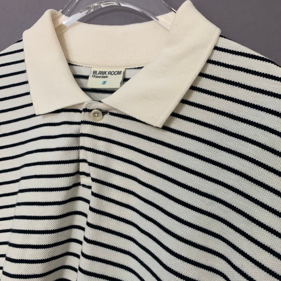 3 블랭크룸 스트라이프 단가라 PK 반팔 카라티 상품이미지3
