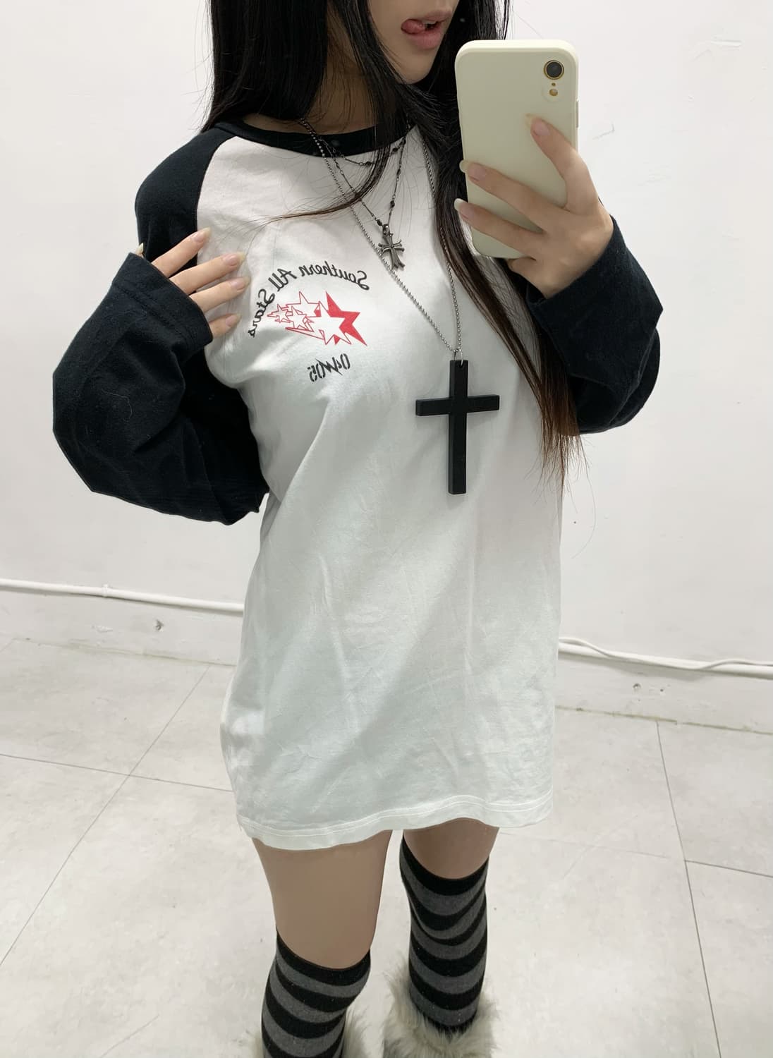 [AMUSE] 어뮤즈 y2k 펑크 올스타 배색 롱슬리브 상품이미지3