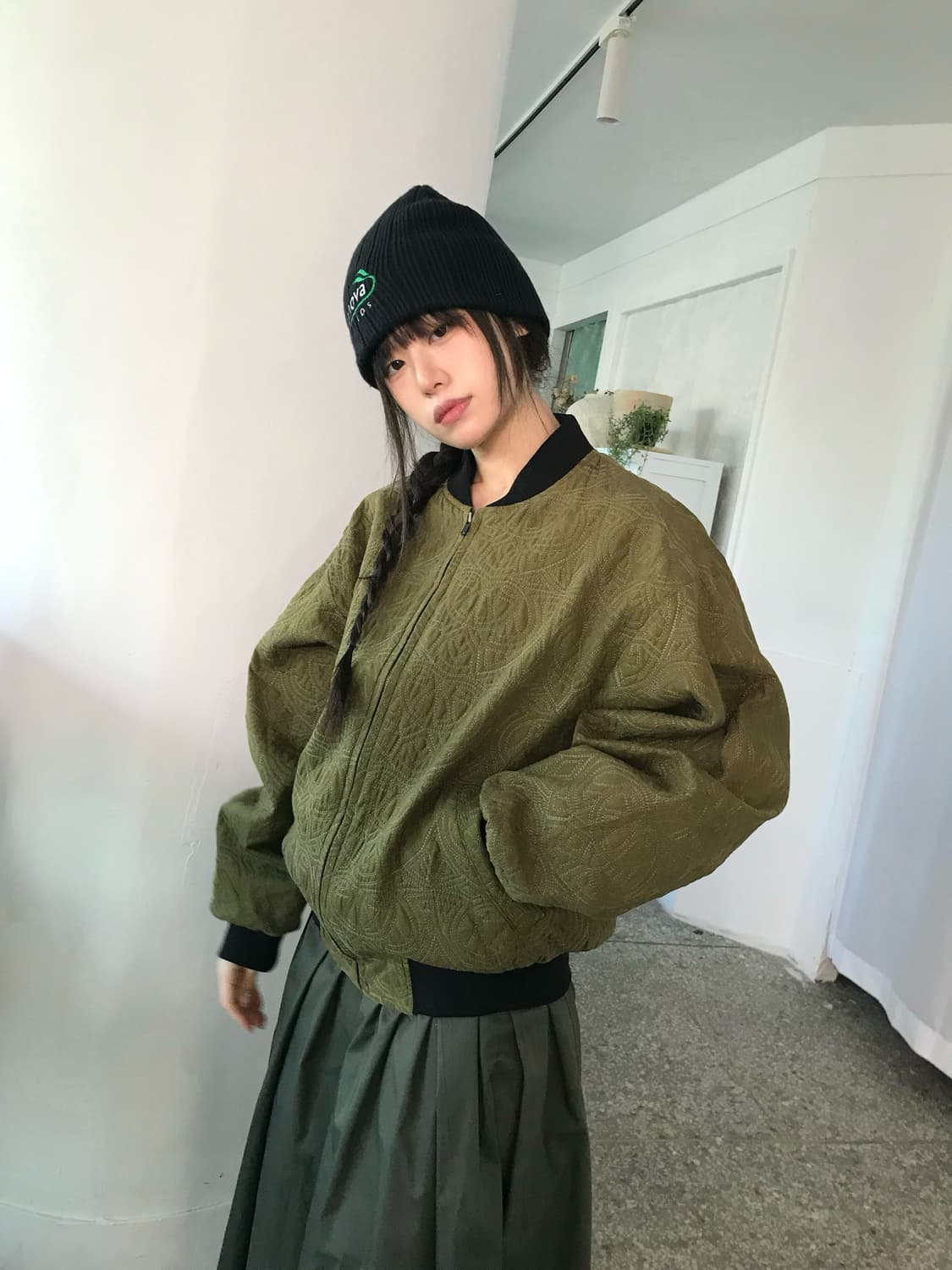 올리브 퀄팅 자켓 상품이미지1