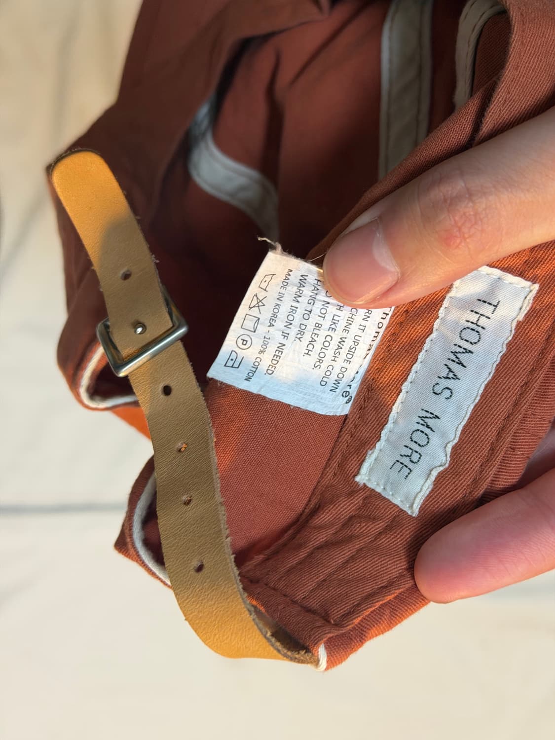 토마스모어 가죽스트랩 빈티지 볼캡 오렌지 상품이미지2