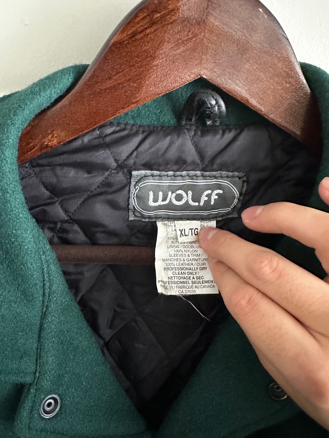 WOLFF 레더 슬리브 바시티 자켓 Made in Canada 상품이미지3