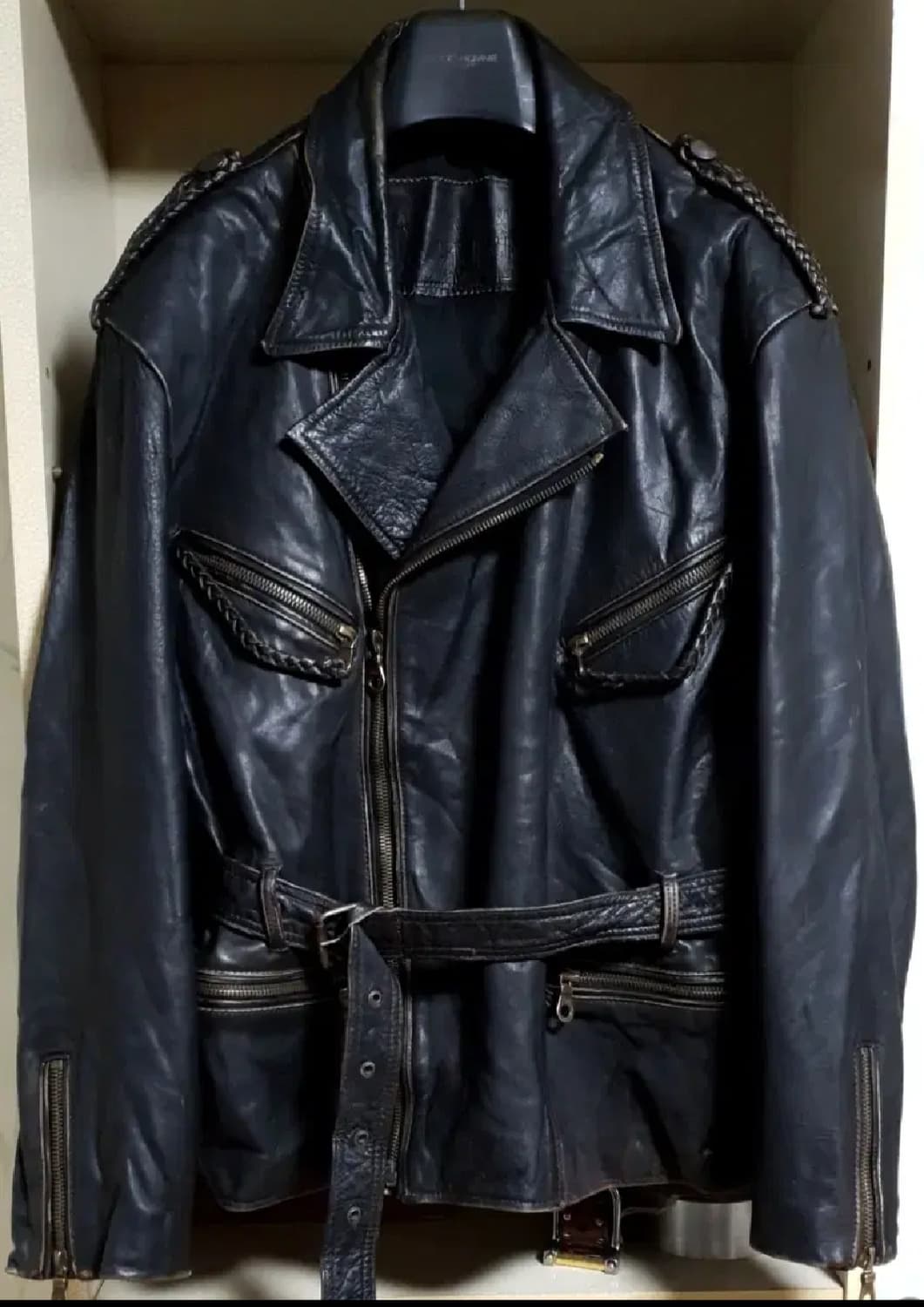 차심 소가죽 독일 벨티드 라이더자켓 상품이미지1