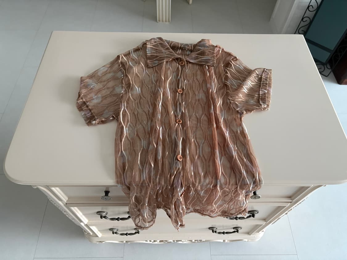 vintage wave pattern mesh shirt 상품이미지1