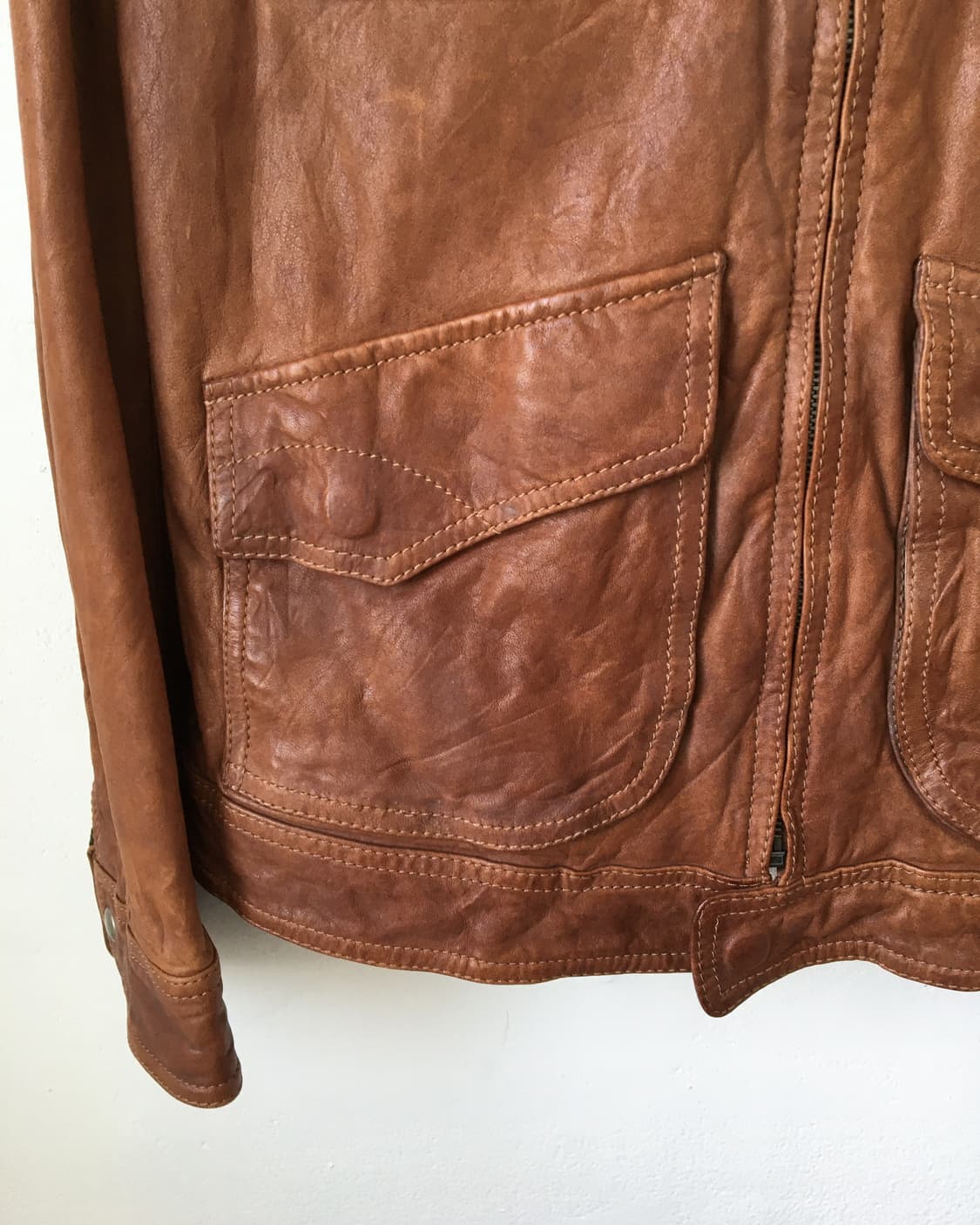 High neck multi pocket lamb leather jack 상품이미지5