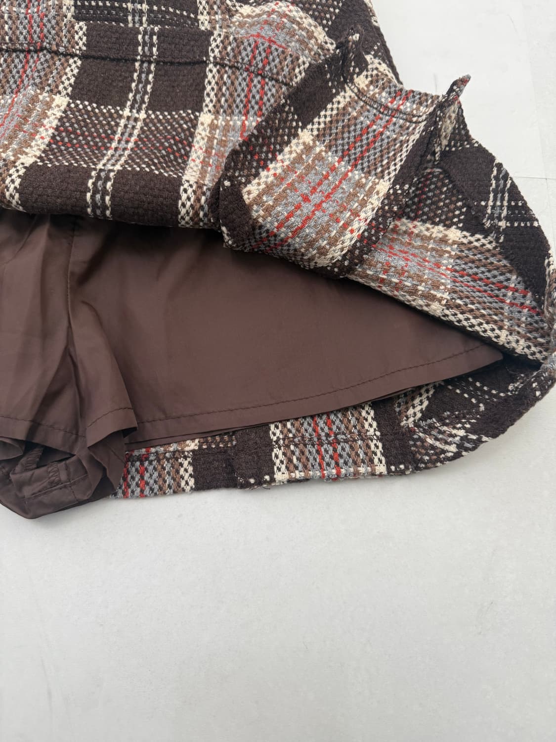 브라운 체크 플리츠 미니 스커트  상품이미지5