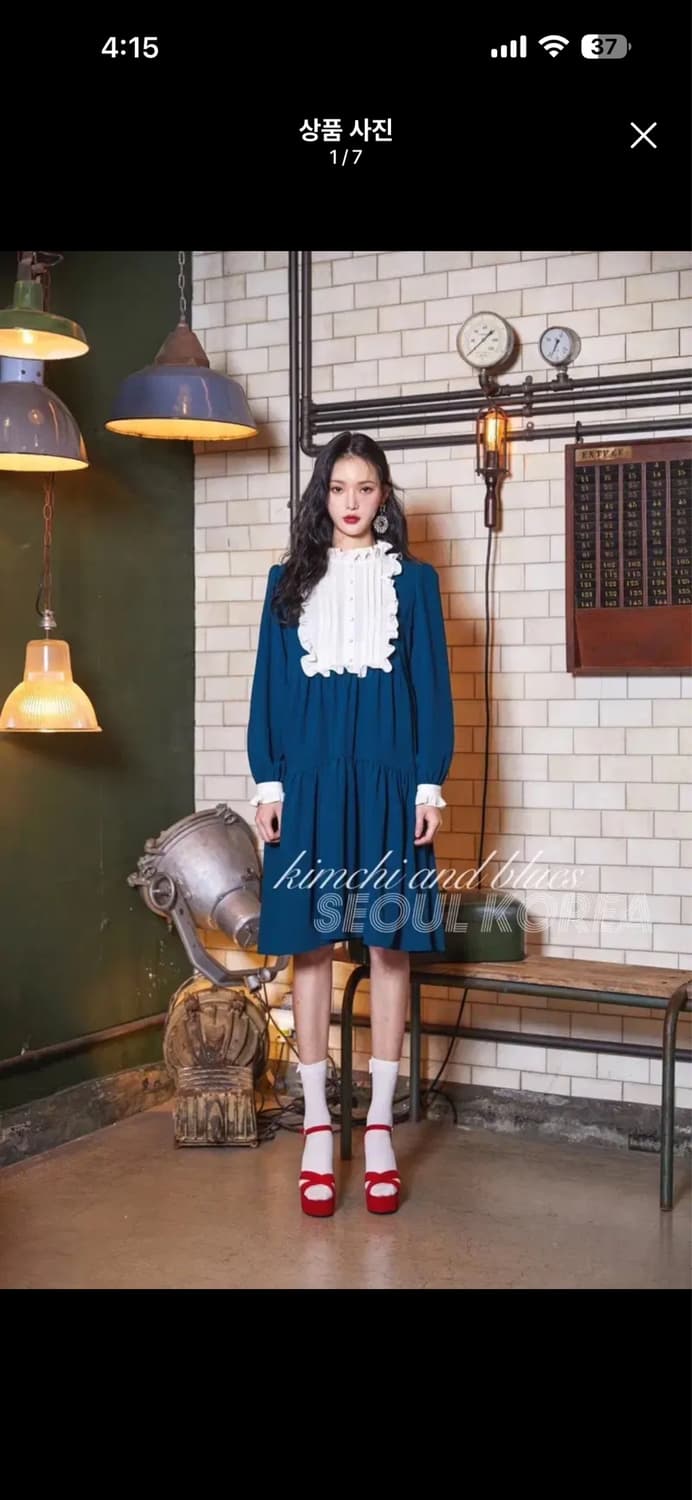 마리포사 로리타 빈티지 엔틱 페미닌 청록 원피스 리즈리사 상품이미지1
