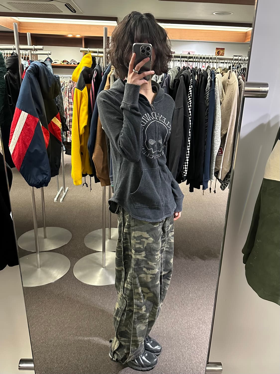 M)할리데이비슨 윌리 G 스컬 로고 후드집업 상품이미지1