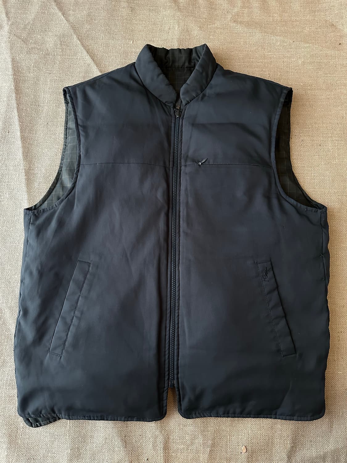 생로랑 남성 리버시블 체크 조끼 영면 100 상품이미지3