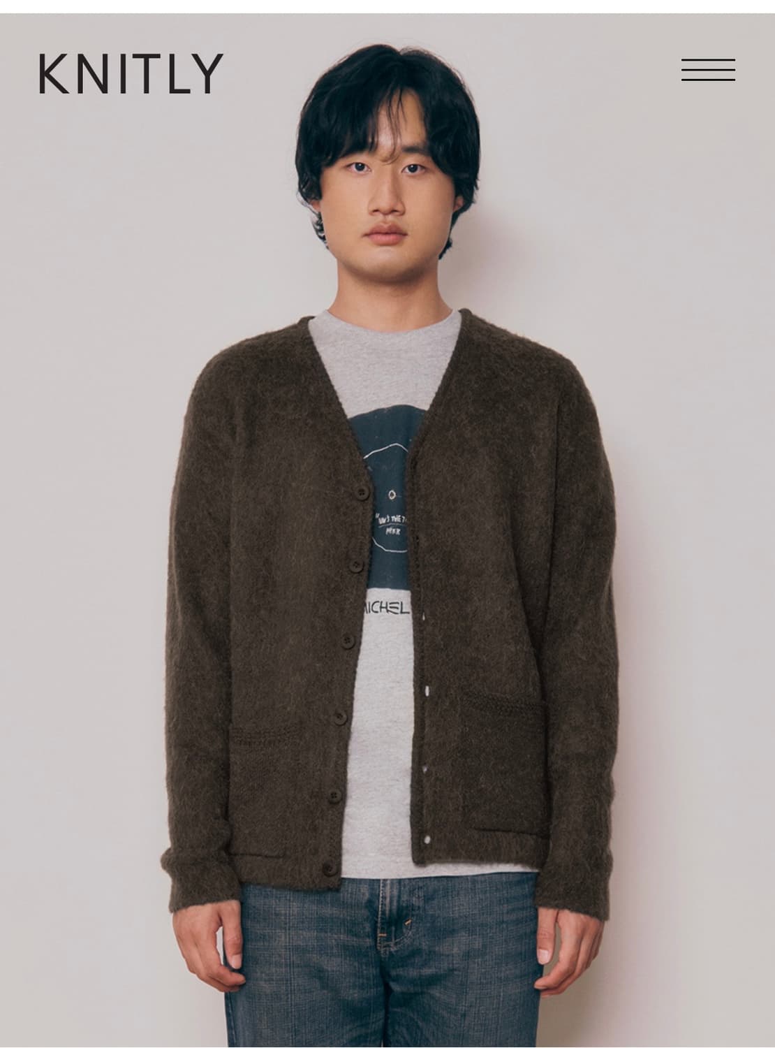니틀리 알파카 브이넥 가디건 상품이미지4