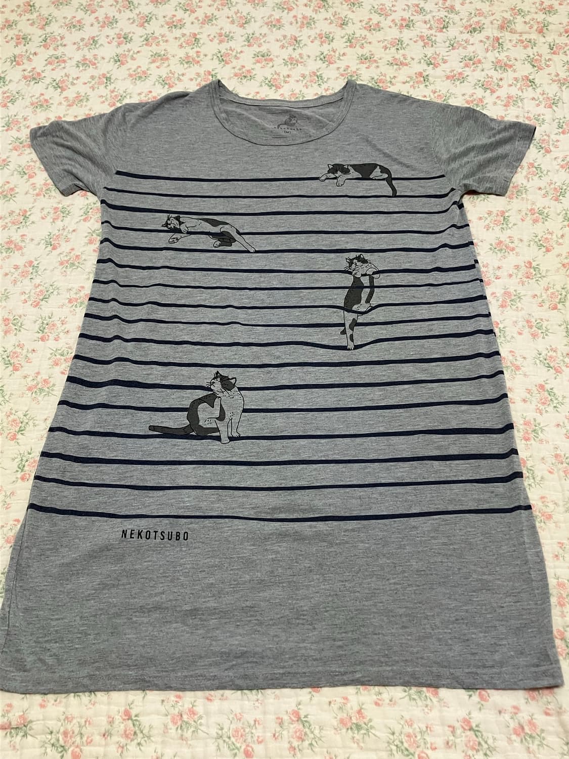 빈티지 그레이 스트라이프 캣츠 롱 원피스 1101 모리걸 y2k 스트릿 상품이미지3