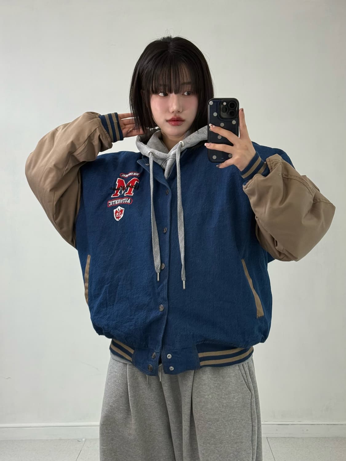 빈티지 미키 데님 바시티 자켓 상품이미지5