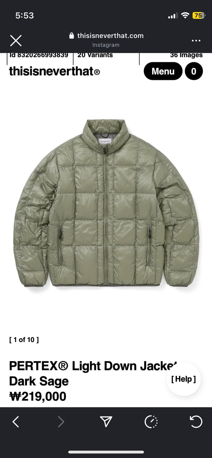 디즈이즈네버댓 패딩 다크세이지색상 m 상품이미지1