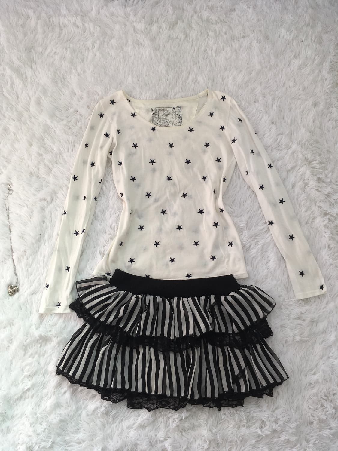 일본빈티지 별 패턴 자수 롱슬리브 상품이미지5