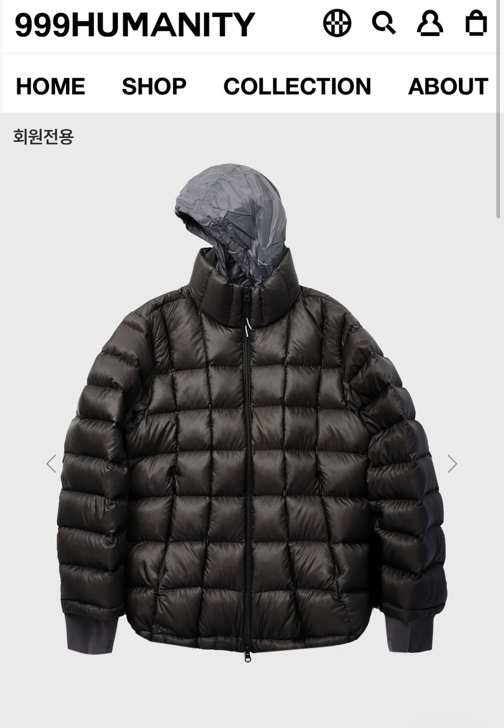 999휴머니티 모듈러 구스 패딩 블랙 2사이즈 상품이미지2