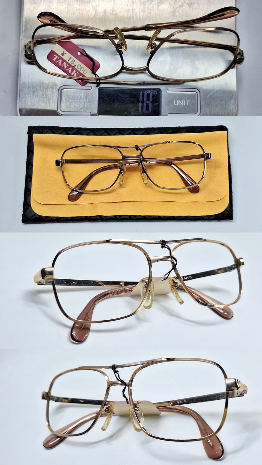 80s 일본 빈티지 데드스톡 미사용/투브릿지 12KGF 금장 안경테 상품이미지3