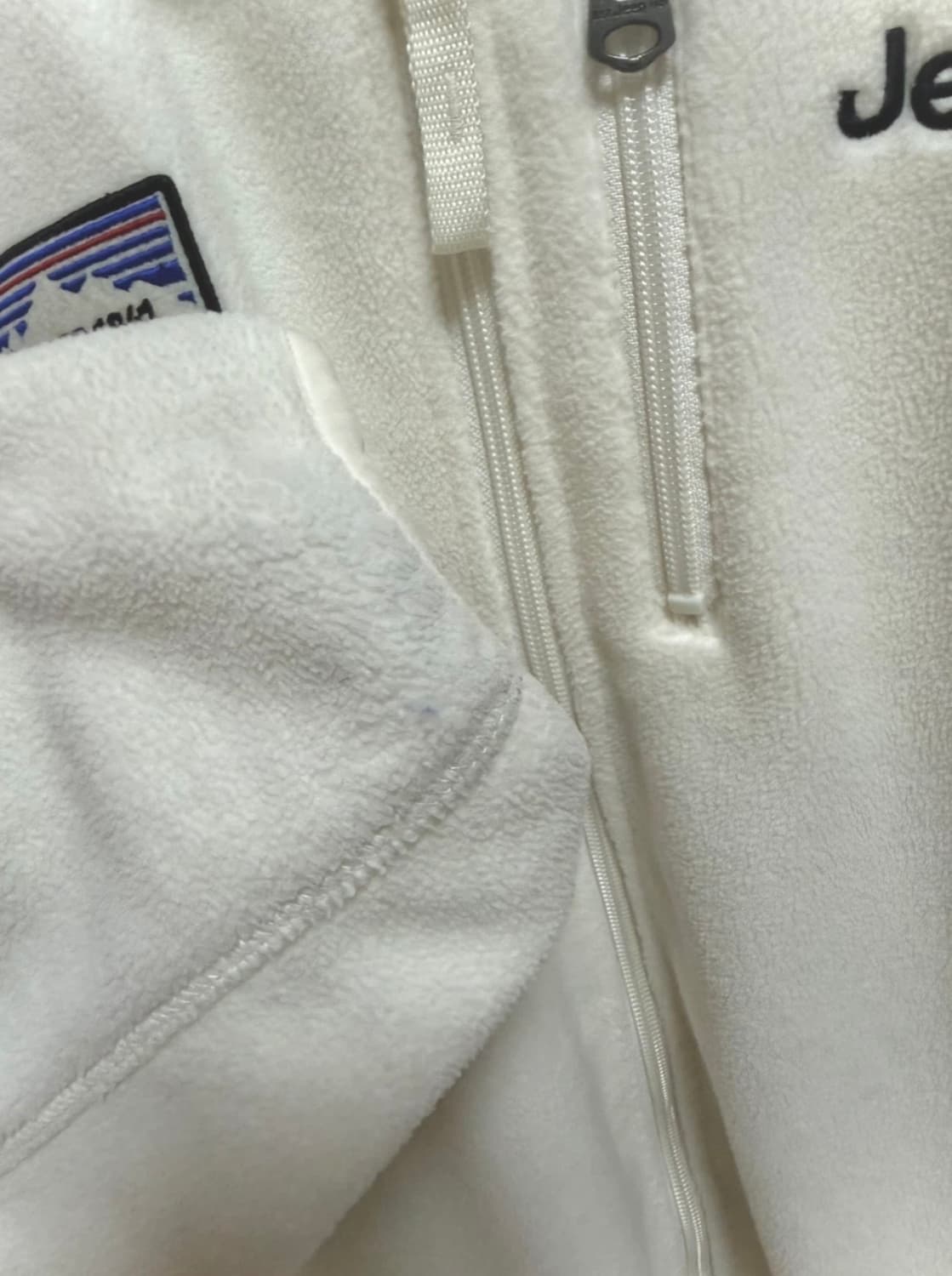 지프 레인보우 라벨 하프넥 플리스 집업 크림 상품이미지2