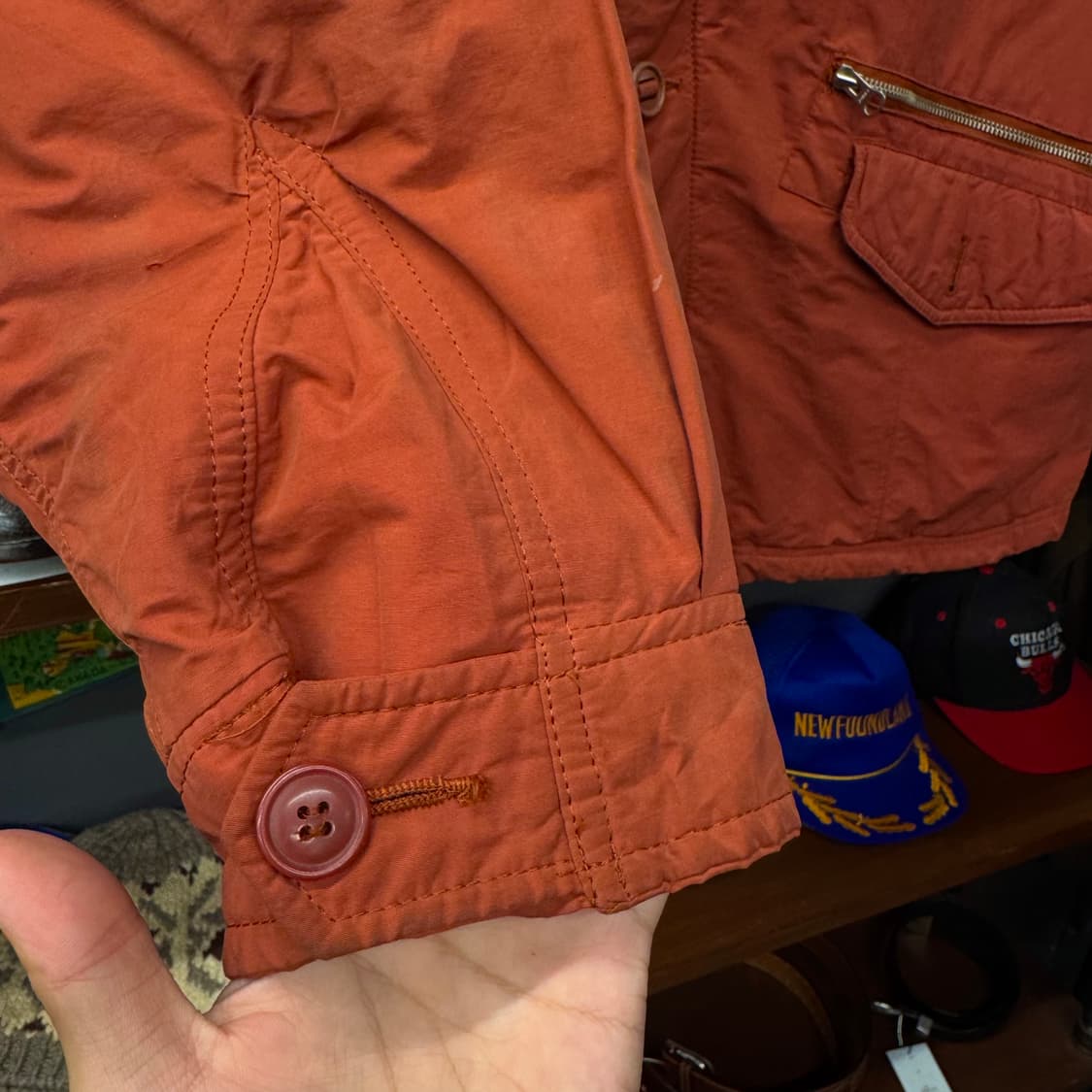 AVIREX 아비렉스 로즈 컬러 레더 카라 밀리터리 필드 코트 헌팅 자켓 상품이미지5