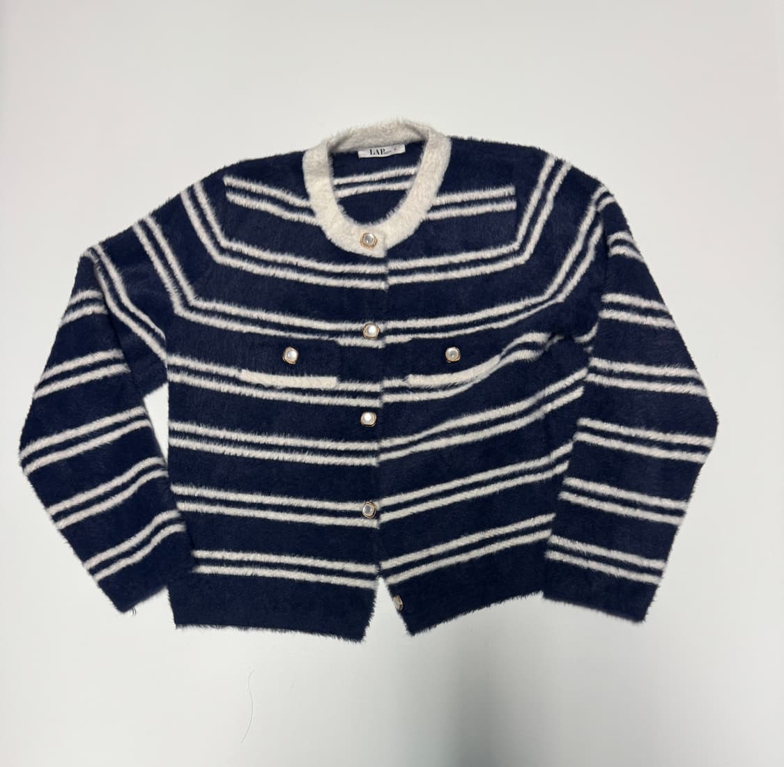 여성 LAP 랩 23년도 스트라이프 니트 보석 가디건 상품이미지1