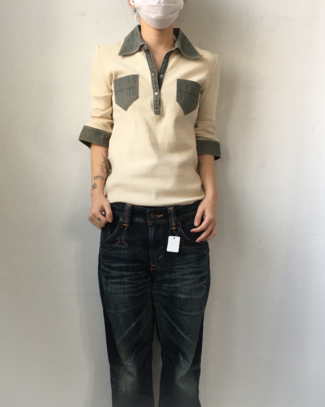 Belted collar point pk t 상품이미지6