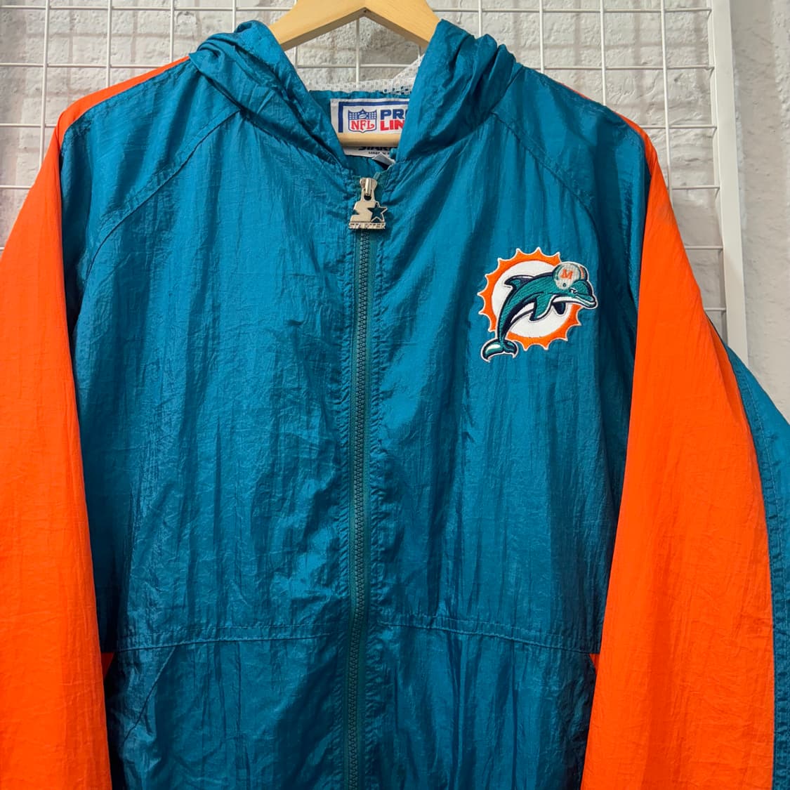 스타터 X NFL 90s 올드스쿨 마이애미 돌핀스 바람막이 XL 상품이미지3