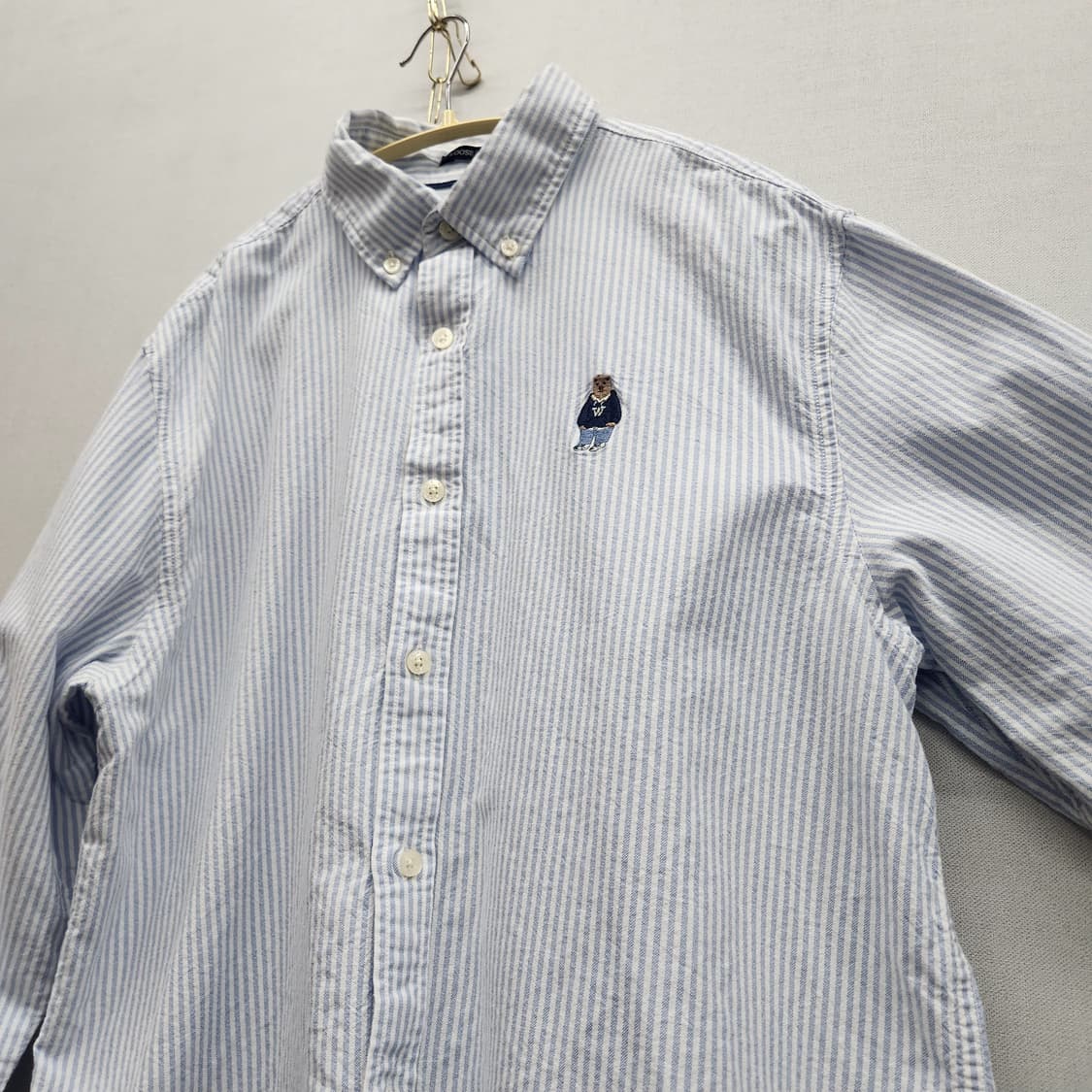 후아유 곰돌이 로고 스트라이프 옥스포드 셔츠 XL(XL) 상품이미지3