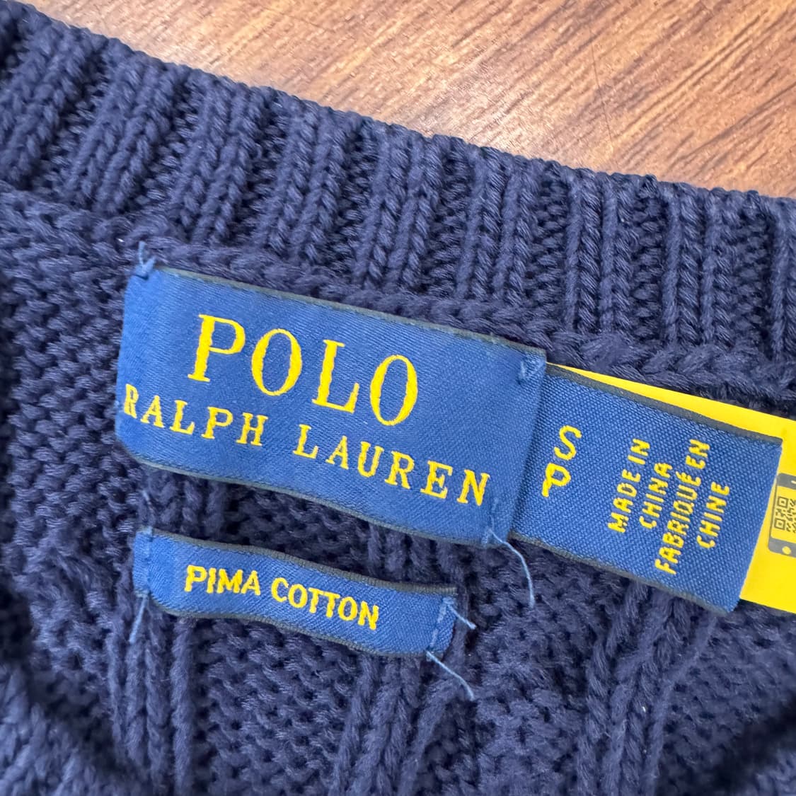 여성용 S 폴로 랄프로렌 네이비 피마코튼 케이블 반팔 니트  상품이미지5