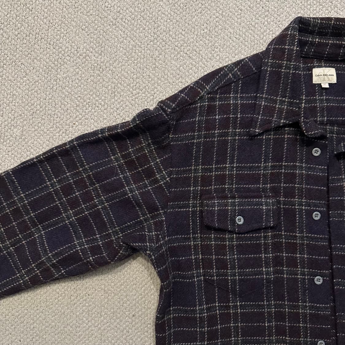 90s Italy 캘빈클라인 Calvin Klein 헤비 울 체크셔츠 상품이미지8