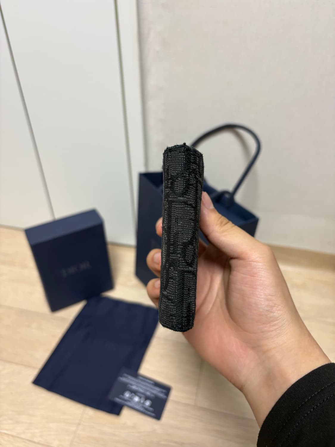 (26ss) 디올 오블리크 반지갑 블랙 상품이미지5