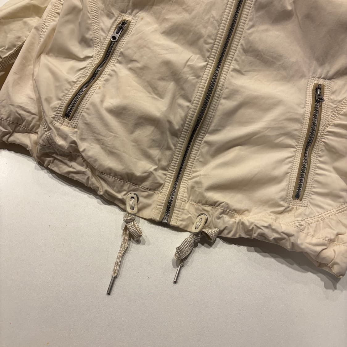 [M] DIESEL 디젤 아이보리색 셔링 수입택 후드 바람막이 D189 상품이미지6