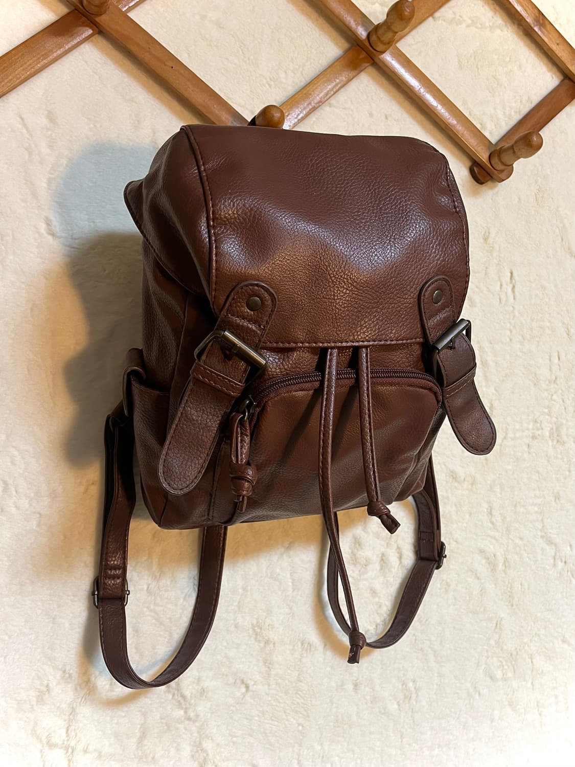 빈티지 가죽 백팩 브라운 모리걸 상품이미지2