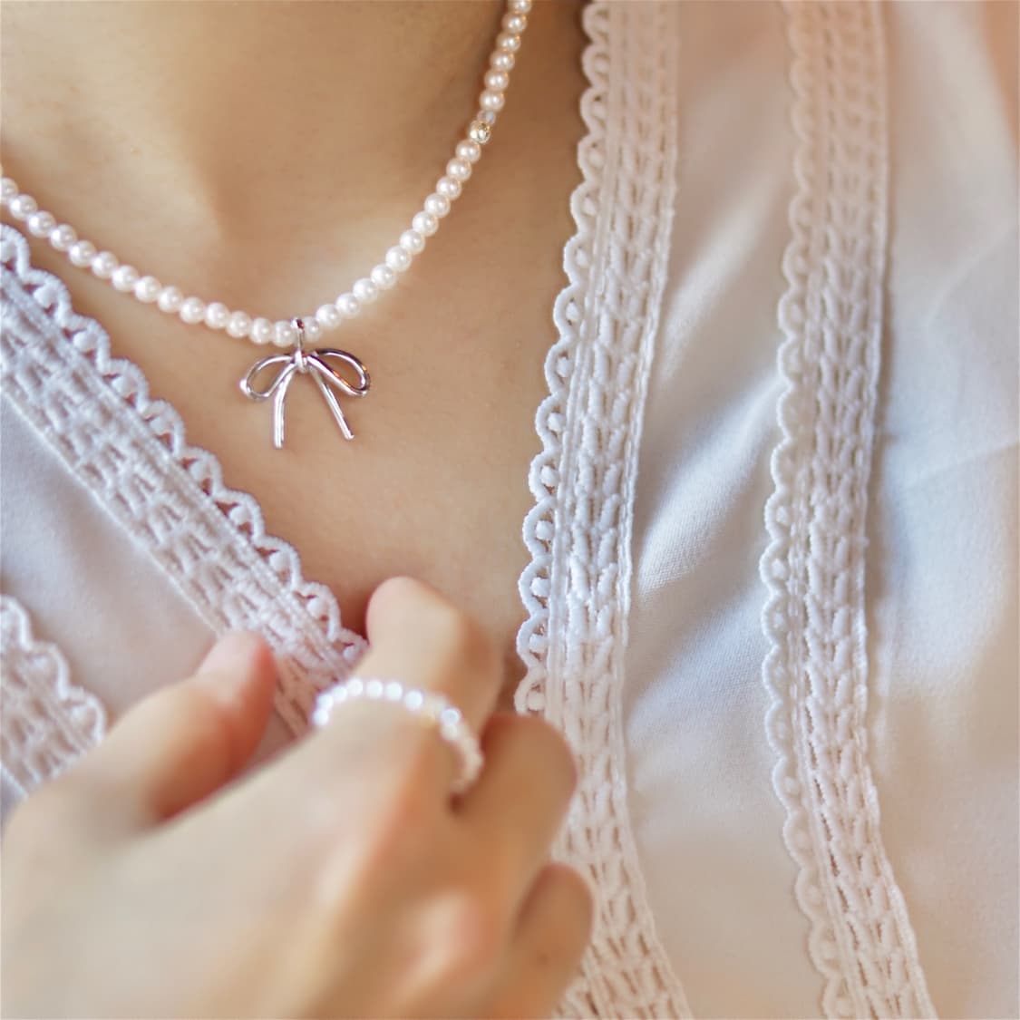 👰‍♀️흰원피스 혹은 셀프웨딩무드 진주목걸이💎 상품이미지2