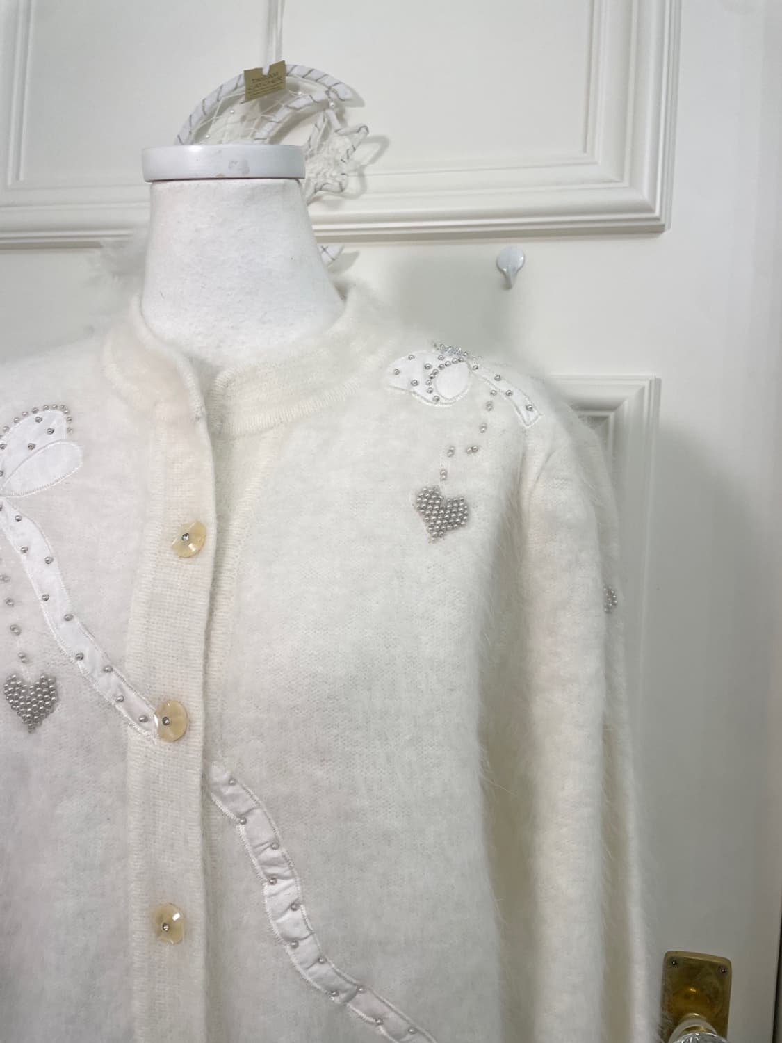 white bow pearl cubic point lovely cardi 상품이미지8