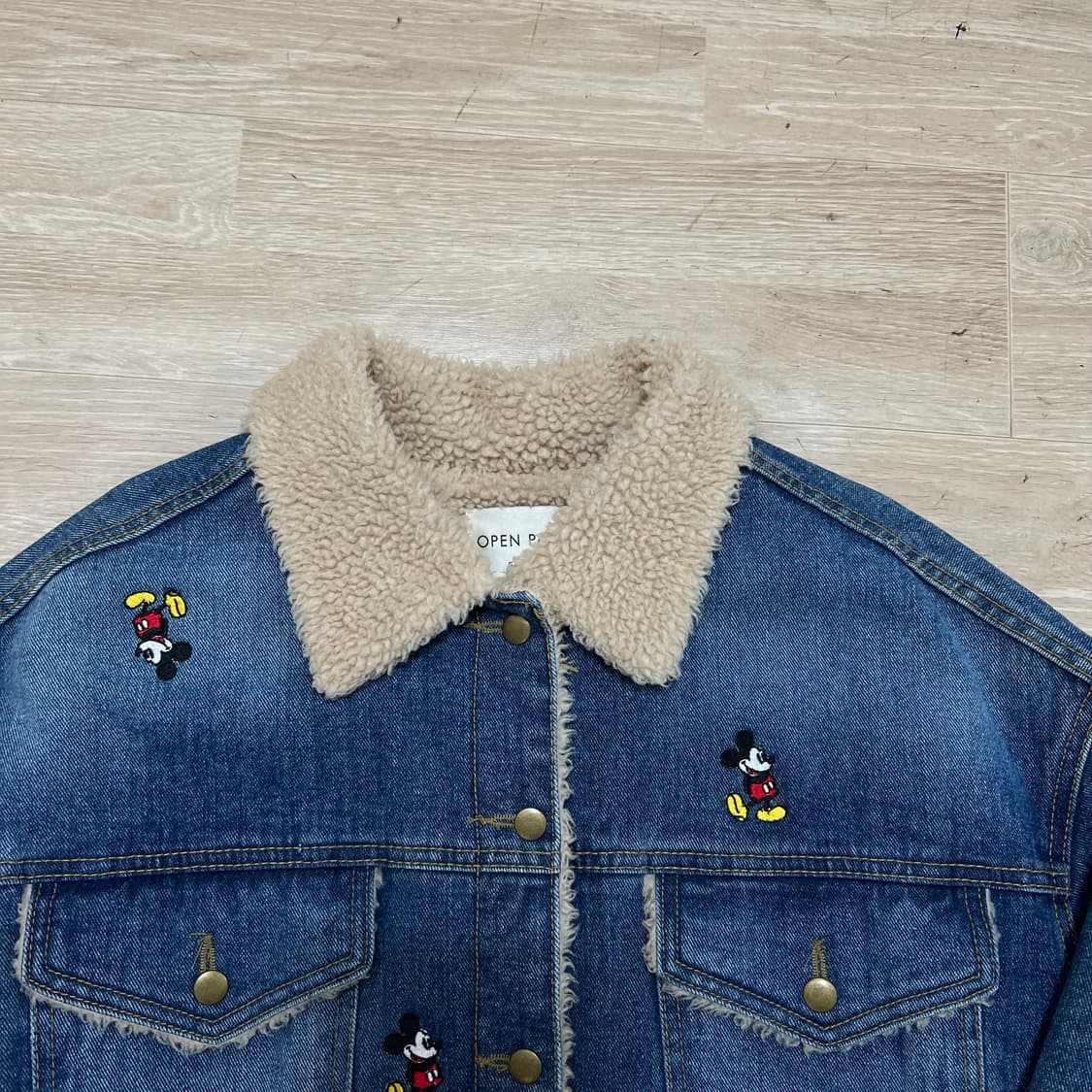 오픈파티 여성 미키마우스 자수 양털 데님 청자켓 [중청] M/95 상품이미지2