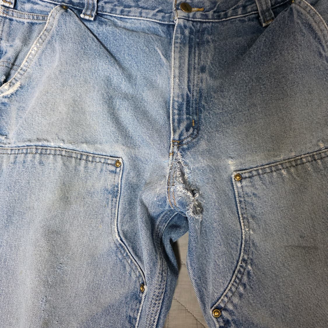 [38X32] 빈티지 칼하트 더블니 데님 릴렉스핏 트래쉬드 B-10 상품이미지2