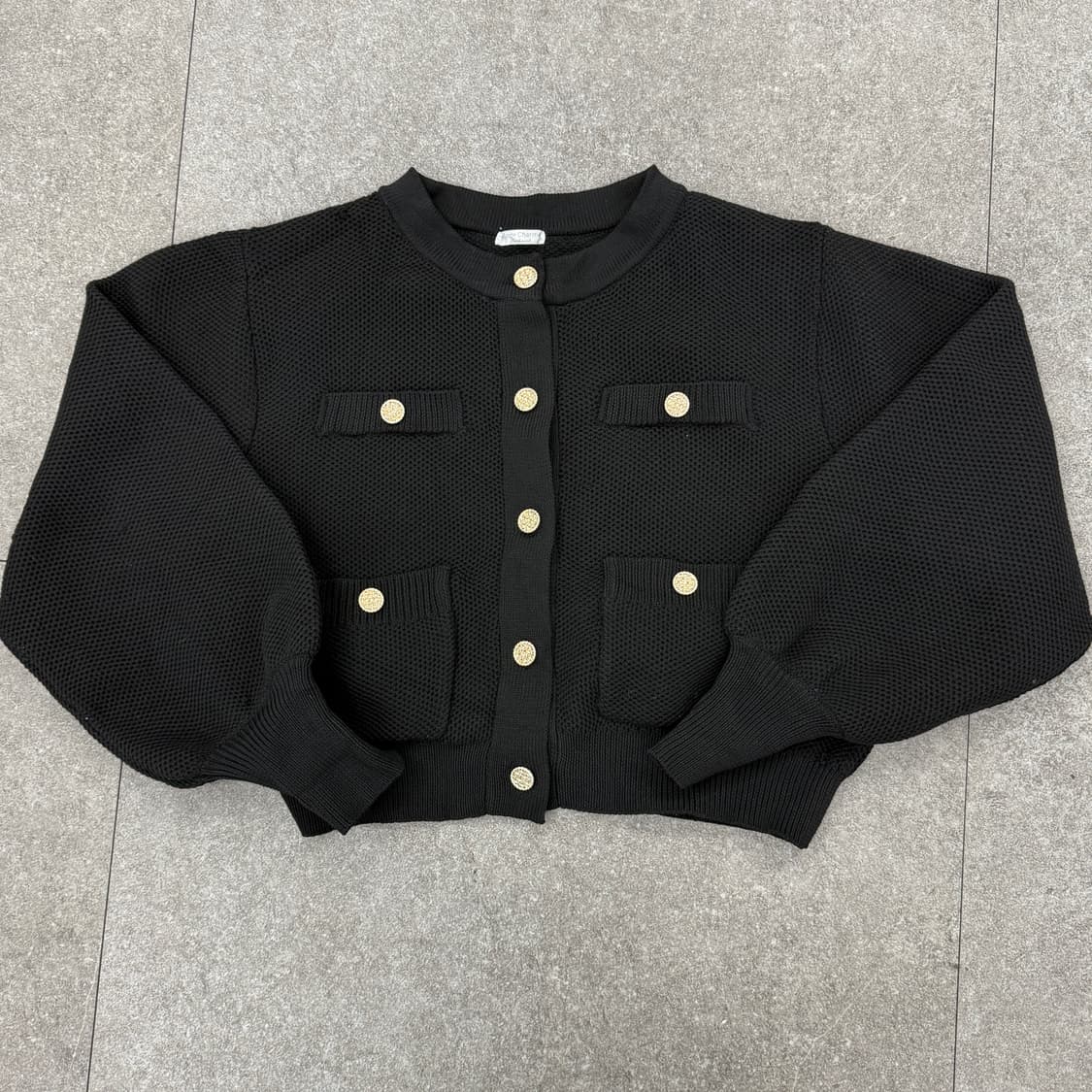 Ange Charme 블랙 골드버튼 니트 자켓 가디건 상품이미지4