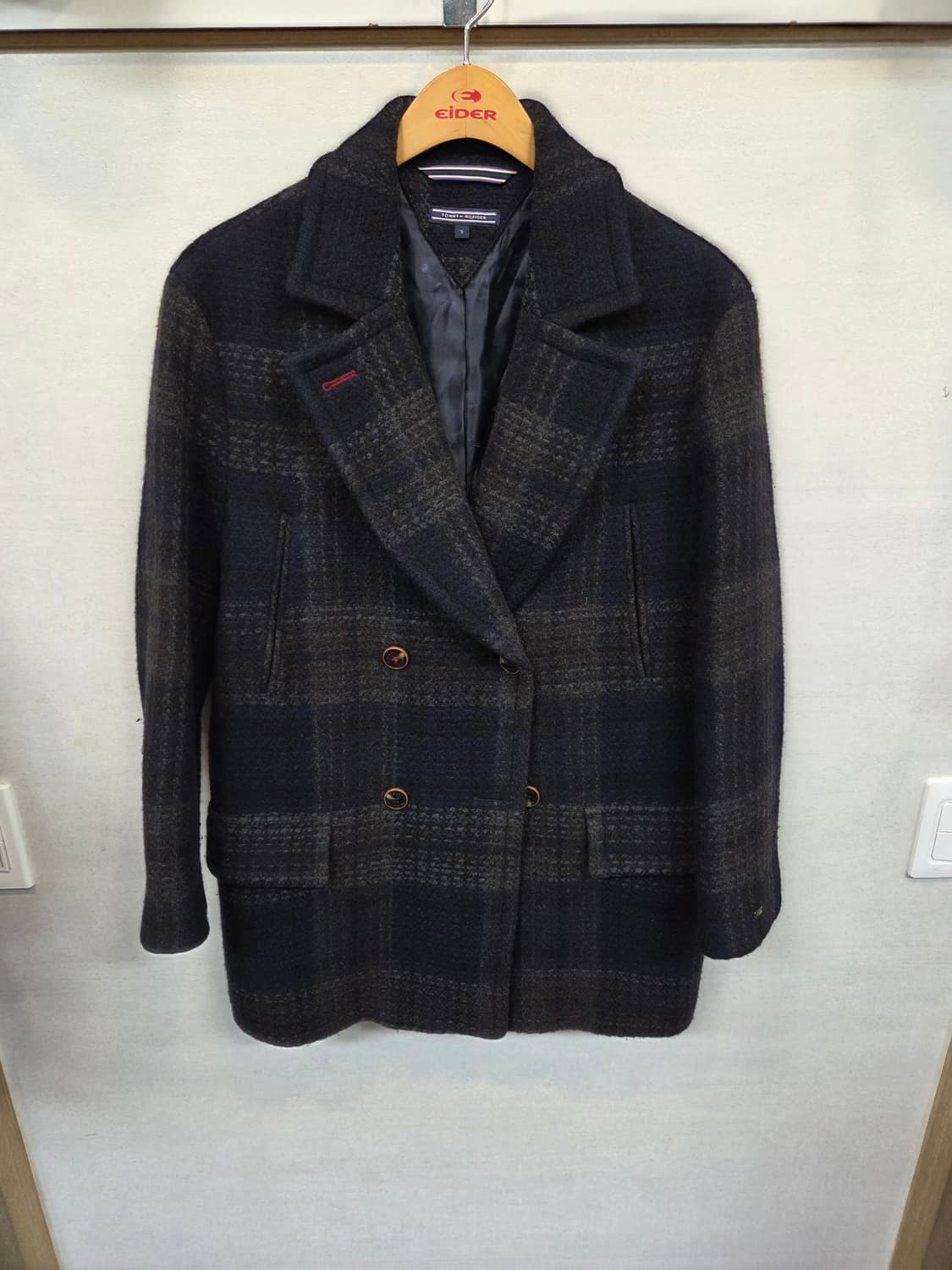 타미힐피거 울 체크 더블코트 자켓 s 상품이미지1