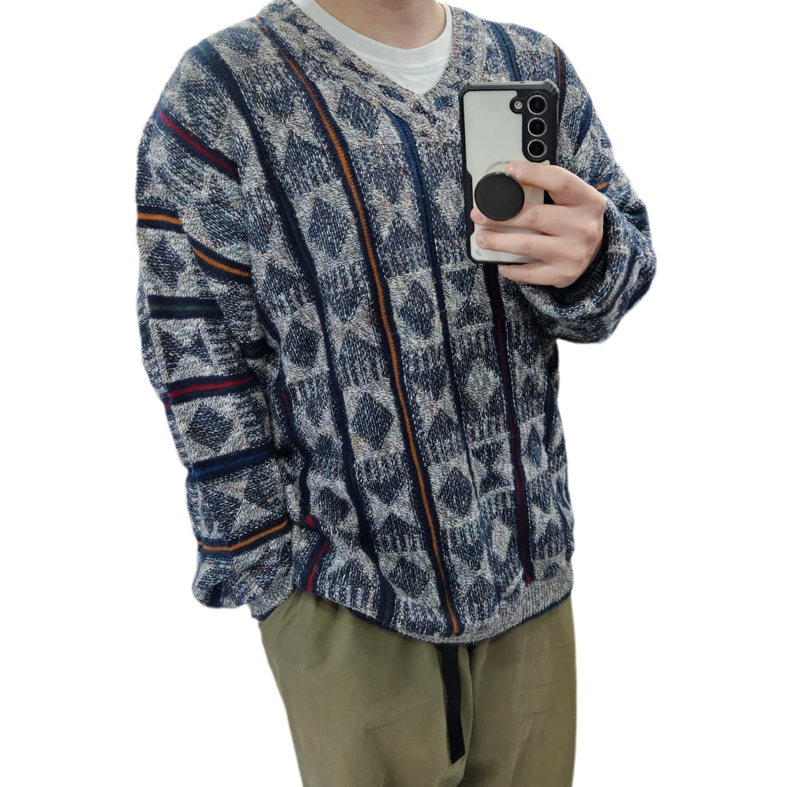 XL) FANGO 이태리 빈티지 에스닉 패턴 니트 쿠지맛 상품이미지1