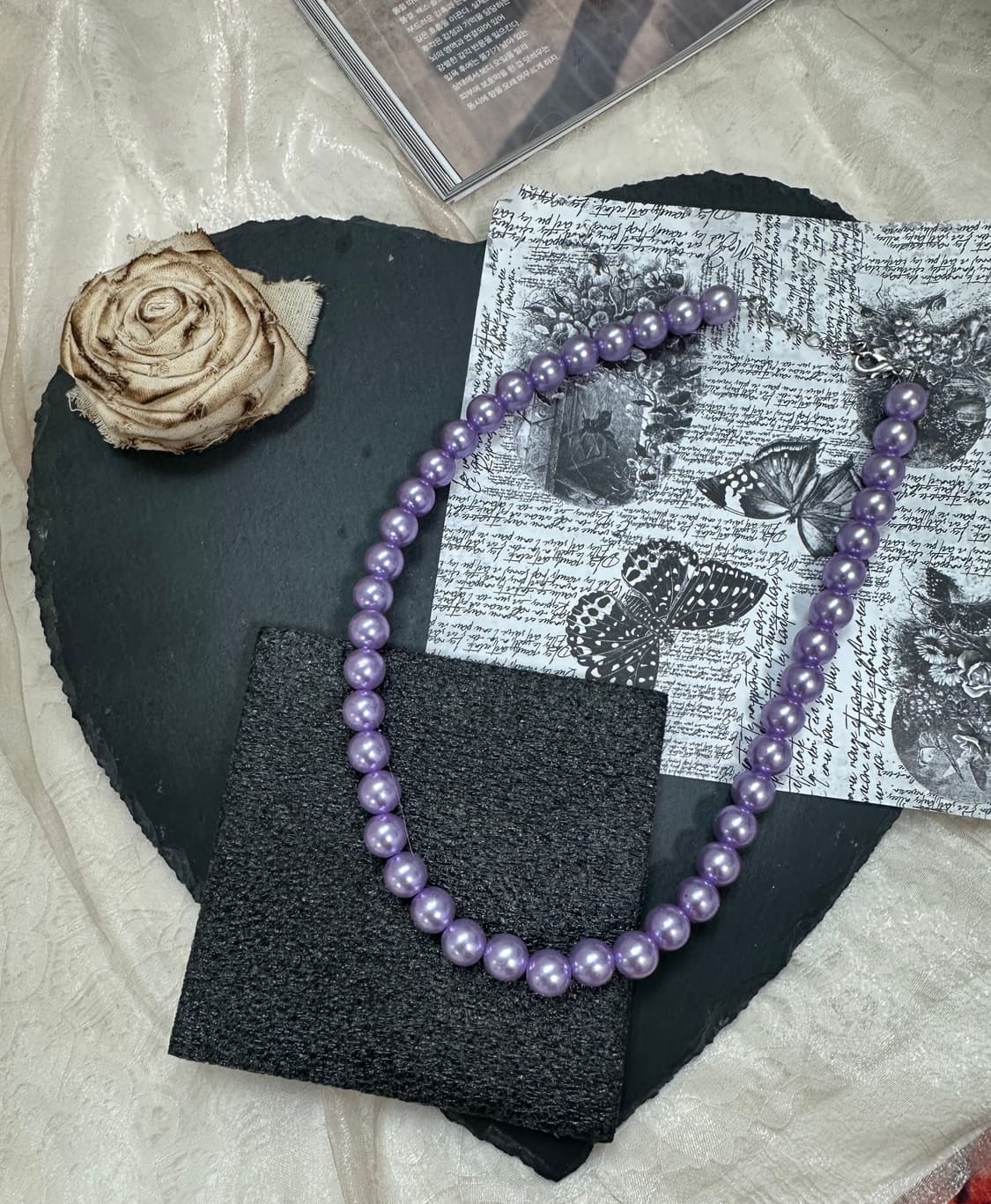 빈티지  퍼플 진주  목걸이 상품이미지2